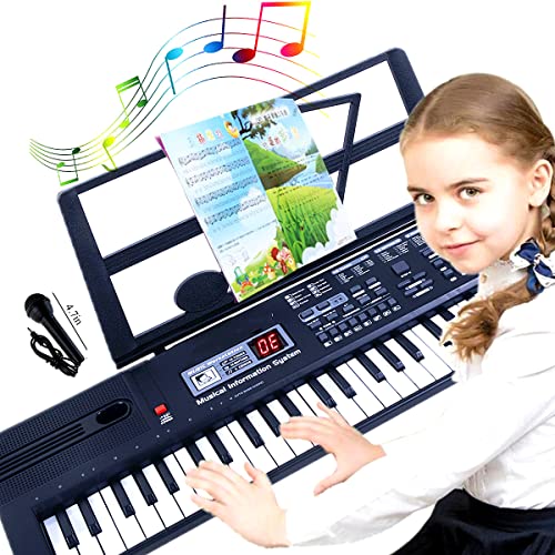 SEMART Teclado electrónico digital de música – Piano portátil de 61 teclas para niños y niños pequeños – con soporte de micrófono y USB – Regalo de Navidad y cumpleaños