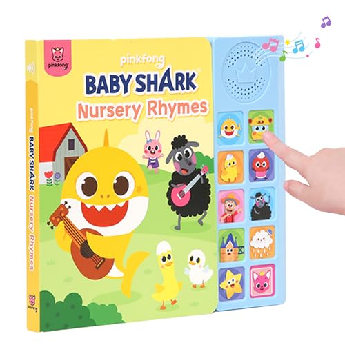 Baby Shark Nursery Rhymes - Libro de sonido de 10 botones | Juguetes de aprendizaje y educación | Libros interactivos para bebés para niños pequeños de 1 a 3 años | Regalos para niños y niñas