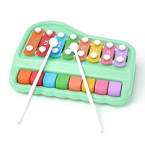 Piano xilófono 2 en 1 para bebés de 1 a 3 años, 8 teclas multicolores teclado de xilófono, piano de xilófono para bebés, juguetes educativos de aprendizaje musical para niños y niñas