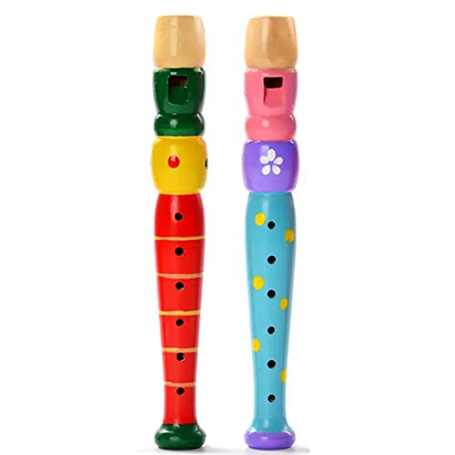 OREN - 2 flautas de madera, instrumento musical, educación temprana, grabadora de viento de madera, juguete educativo musical para niños (color aleatorio)