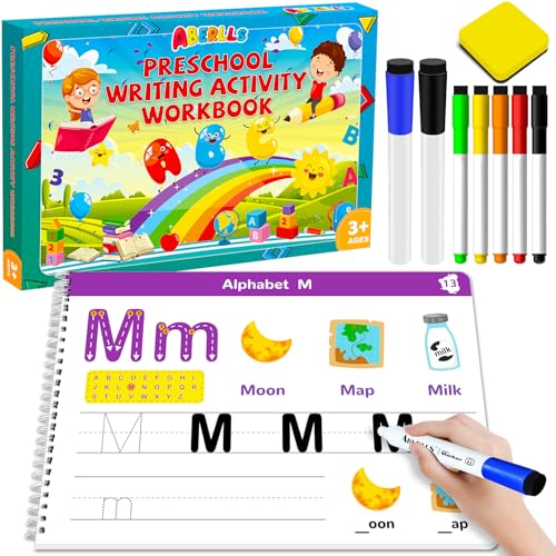 Libro de práctica de escritura a mano para niños, actividades de aprendizaje preescolar para niños de 3, 4, 5 años, juguetes educativos de jardín de infantes, juguetes Montessori para aprender