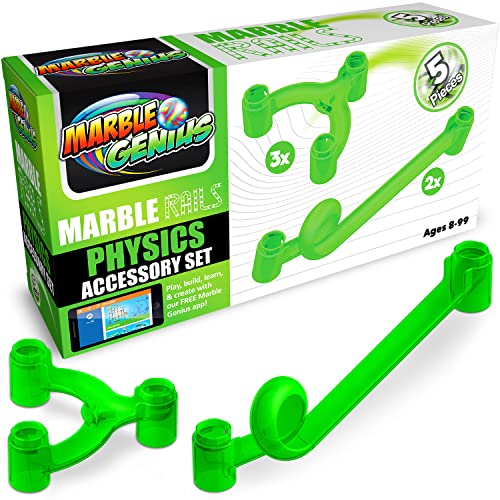 Marble Genius Juego de accesorios complementarios de física de rieles de mármol, 5 piezas de mármol para niños de 8 años en adelante (divisores de 3 Y y 2 bucles), STEM, ideal para niños y