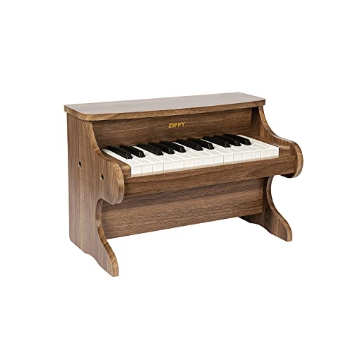 ZIPPY Teclado de piano para niños, piano digital de 25 teclas para niños, mini juguete de instrumento educativo musical, piano de madera para niños y niñas, nogal