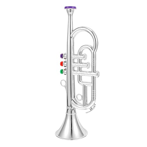 Toyvian Trompeta de juguete para niños, instrumentos musicales de viento y latón para niños, trompeta de juguete de juego musical, para enseñar canciones, banda de instrumentos en casa o escuela,