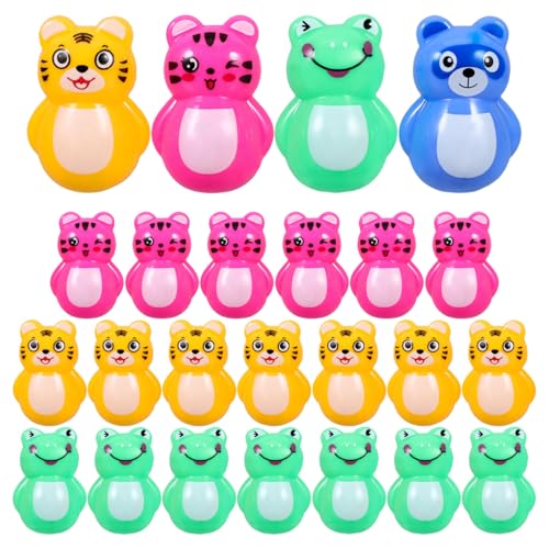 Gadpiparty 24 piezas de mini vaso de animales de juguete boca abajo vaso de animales estatua bebé juguete de escritorio vaso decoración huevo agitadores para niños regalos de fiesta Montessori