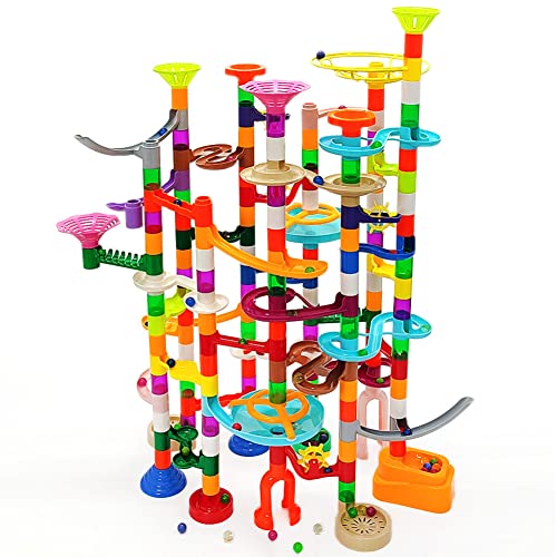 Marble Run - Pista de carreras de laberinto de mármol con canicas brillantes para niños de 3-4-8-10 años, juguetes de construcción resistentes, juegos para niños, regalos increíbles y