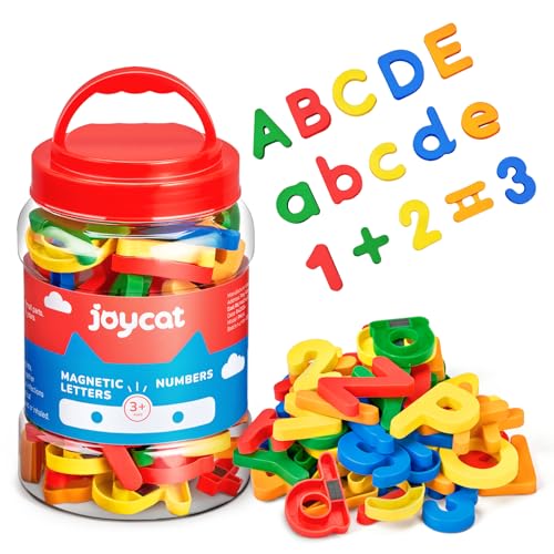 JoyCat 78 piezas de letras magnéticas con números del alfabeto, imanes para nevera, ABC 123, aprendizaje educativo preescolar, juego de juguetes coloridos de plástico, símbolos de matemáticas en