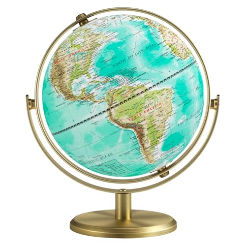 Globo del mundo de 8 pulgadas con soporte dorado giratorio de 720°, para niños, adultos, estudiantes, geografía, educativo, globo de escritorio decorativo para oficina, aula, regalos únicos de