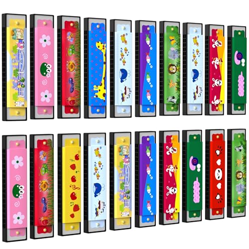 20 piezas de armónica para niños, recuerdo de fiesta de cumpleaños, instrumento musical, regalo de devolución, armónica de doble fila, juguete a granel para niños, recuerdos de fiesta, bolsas de