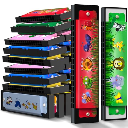 60 piezas de armónica para niños, instrumento musical de 16 agujeros, regalo de devolución, armónica de doble fila, juguete a granel para niños, recuerdos de fiesta, bolsas de regalo, rellenos y