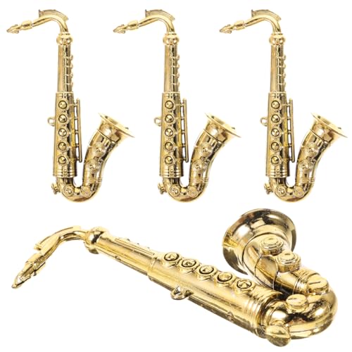 4 Pcs Big Saxophone Mold Gold Decor Mini Saxophone Kids Toy Instruments Saxophone Model for Diy Crafting Diy Crafts Saxophone Models Music Trumpet Child Decorate Plastic