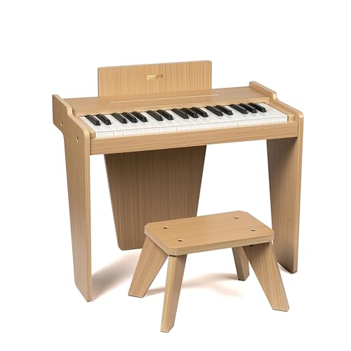 ZIPPY Teclado de piano para niños, piano digital de 37 teclas para niños, instrumento educativo musical, piano de madera para niñas y niños de más de 3 años, roble básico