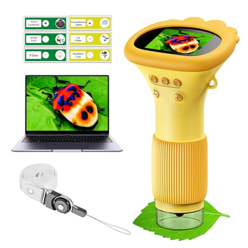 Microscopio de bolsillo para niños, microscopio portátil 1000X para niños, mini microscopio de foto y video, microscopio digital de 2 pulgadas para niños mayores de 3 años