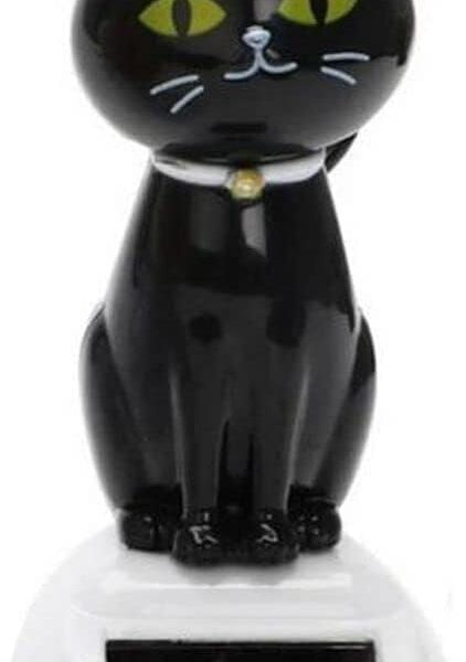BWESOO Gato bailarín solar negro, figura de gato bailarín, adornos bailarines, decoración de automóvil, decoración de escritorio, ventana de regalo, ventana de regalo, muebles para el hogar de