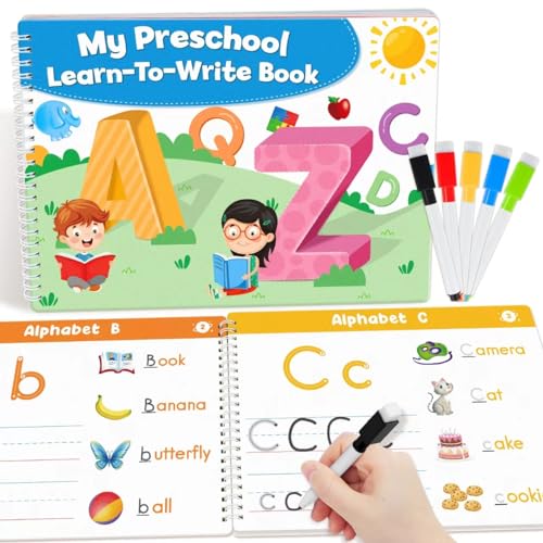 Actividades de aprendizaje preescolar, libro de ejercicios educativos, libro de práctica del alfabeto, libro de práctica del alfabeto, números de letras, colores, formas, materiales de aprendizaje