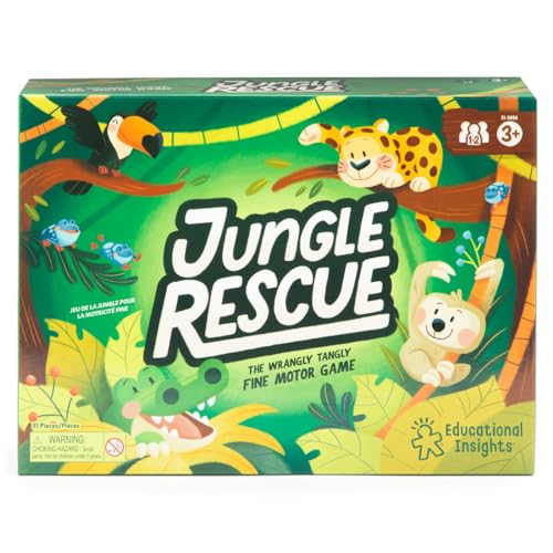Educational Insights Jungle Rescue - Juego de mesa para niños a partir de 3 años, juegos preescolares de animales, juegos de mesa para niños