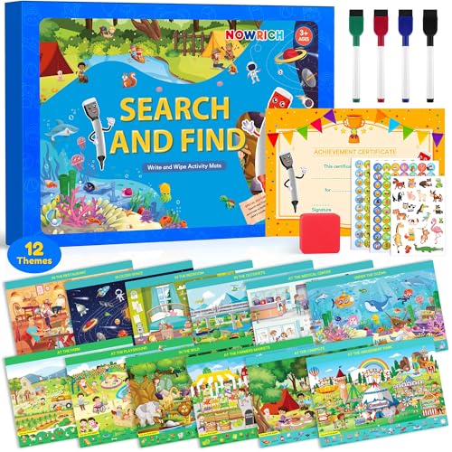 Actividades de aprendizaje preescolar, busca y encuentra libros para niños de 3, 4, 5, 6 años, libro Montessori ocupado para niños pequeños, juguetes educativos de viaje para viajes por carretera,