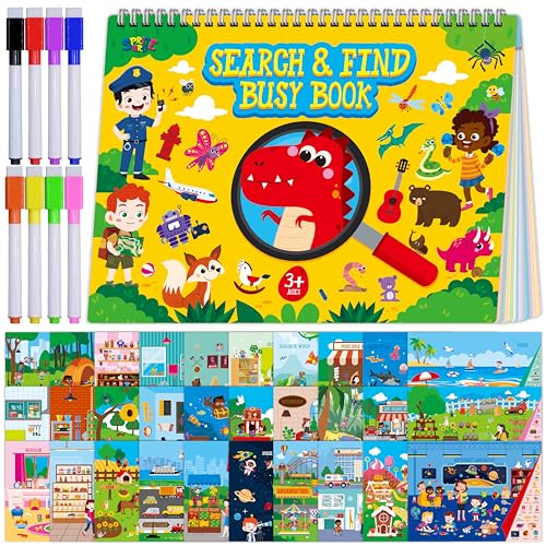 SpriteGru Libro de búsqueda y encuentro, 30 temas diferentes, 32 páginas, libro de actividades, juguete de aprendizaje Montessori, juego educativo para autismo, juguetes sensoriales para niñas y niños