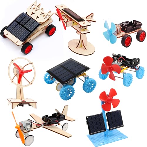 Juego de 8 kits STEM - Kit de motor de energía solar para niños para construir, conjunto de ingeniería de proyectos eléctricos STEM para niñas