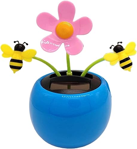 Decoración azul para tablero de automóvil, decoración de automóvil con flores, juguete solar para tablero de automóvil, girasol bailarín alimentado por energía solar para automóvil, hogar,