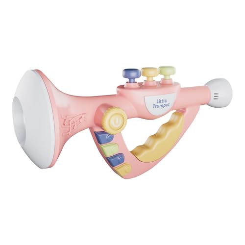 Contixo KT2 - Juguetes musicales para niños pequeños, trompeta pequeña, educativa para bebés, instrumentos musicales para práctica, mini trompeta con efectos de luz, volumen ajustable, múltiples