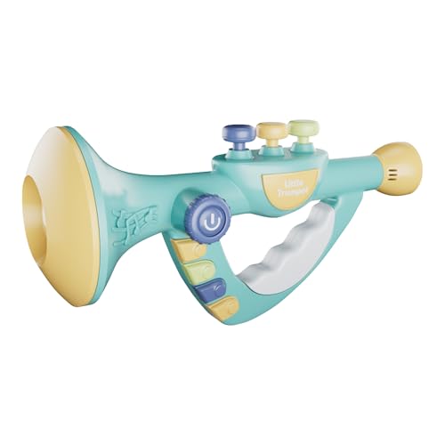 Contixo KT2 - Juguetes musicales para niños pequeños, juguete de trompeta pequeña, juguetes educativos para bebés, instrumentos musicales para niños, mini trompeta con efectos de luz, volumen