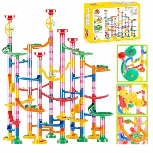 133 piezas de canicas para niños, juego compacto de canicas, juguete de aprendizaje STEM, juguetes de bloques de construcción de construcción, carreras de mármol STEM para niños de 4 a 8 años.