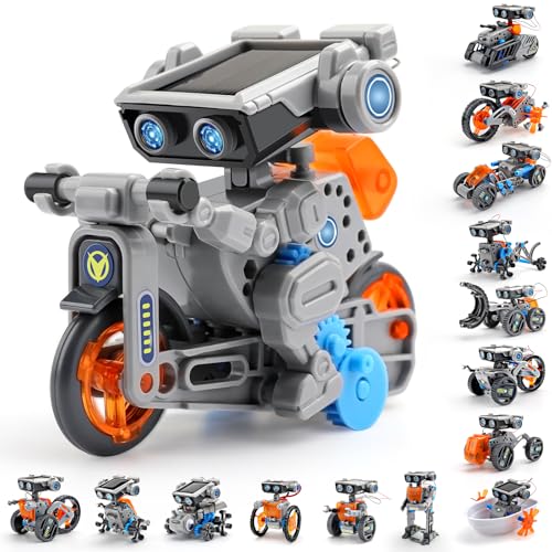 AoHu Juguetes robot solares STEM 15 en 1, motor de doble accionamiento solar y alimentado por batería, kits de ciencia de construcción para niños de 8 a 12 años, regalos de cumpleaños educativos para