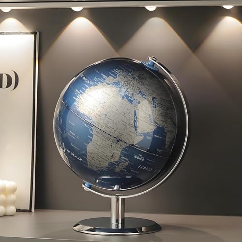 Globo del mundo con soporte de acero inoxidable, globo de escritorio moderno de 8 pulgadas para decoración educativa en casa, oficina, escritorio, estantería, regalo tecnológico genial para hombres de