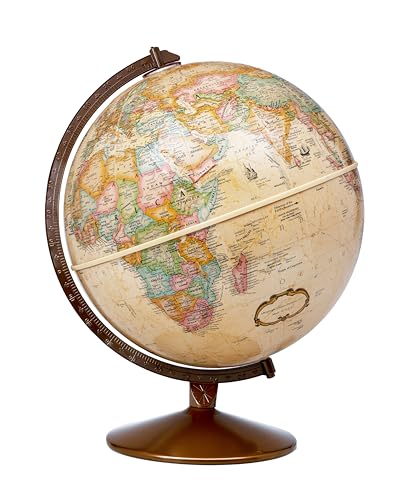 Replogle Globos Franklin World Globe, océano antiguo, 12 pulgadas de diámetro, relieve elevado (relieve tridimensional de las principales cordilleras). Este globo fácil de montar cuenta con más de