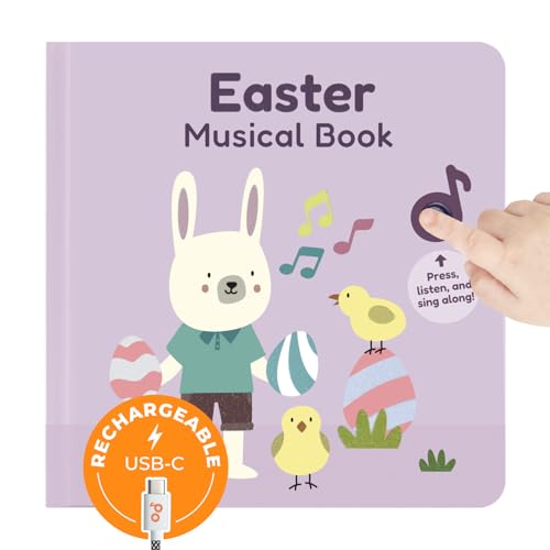 Cali's Books Libros musicales navideños para niños. Libros de Navidad, Hanukkah, Pascua, Pascua, Día de la Madre, Halloween. Libros de sonido para niños de 1 a 3 años (Pascua)