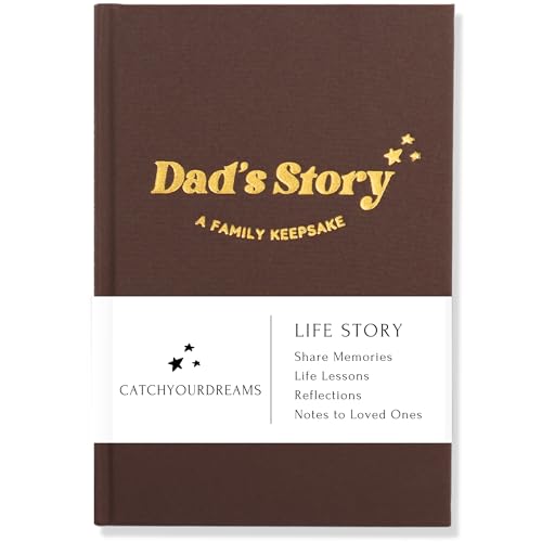 CATCHYOURDREAMS Diario de historias de vida de papá (tapa dura con caja): recuerdo significativo listo para regalo para que papá comparta su viaje y recuerdos, el libro incluye más de 250 preguntas