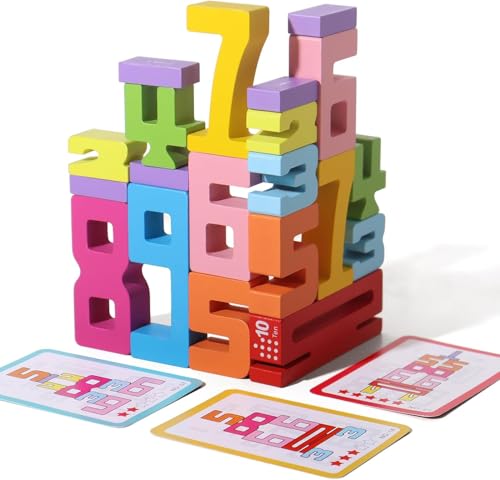20 bloques de construcción de números de madera, juguetes Montessori, juguetes de aprendizaje de matemáticas para niños, juguetes educativos digitales para contar, juguetes de aprendizaje para