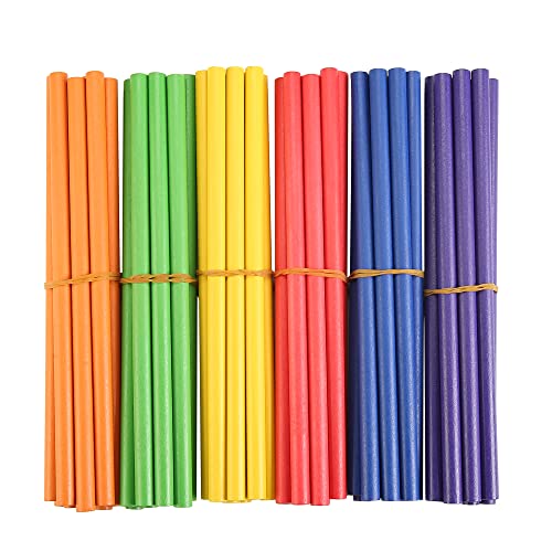 60 palos de ritmo para niños a granel, palos Lummi de música de madera, 6 colores