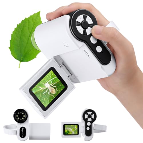 Microscopio de mano 1000X para niños, pantalla 4K de 2.0 pulgadas, mini microscopio de bolsillo con 6 luces LED ajustables, regalos de cumpleaños Edu Science para niños de 8 a 12 años
