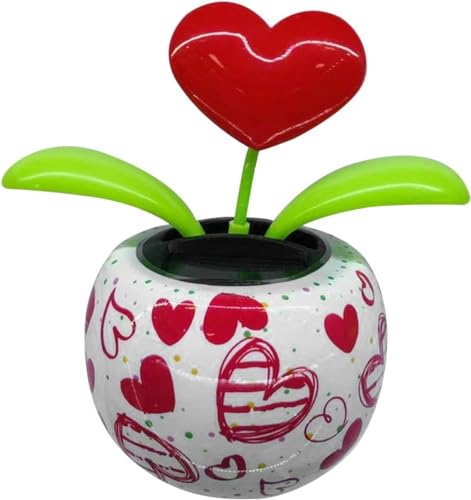 Juguete de figuras bailarinas con energía solar roja, flor de baile solar, flor de baile en macetas, adorno de cabeza agitada para decoración de tablero de instrumentos de automóvil