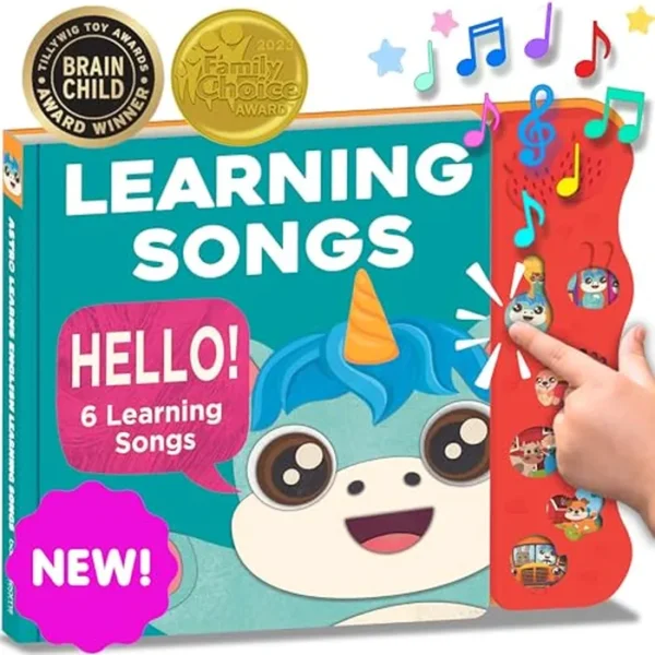 Learning Songs: juguetes musicales y libro de sonido interactivo para niños pequeños de 1 a 3 años, regalo de libro de música para el primer año del bebé, libro de canto para niños pequeños y niños de