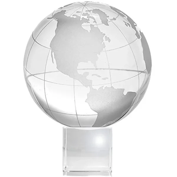 Amlong Crystal Globo (3 pulgadas de diámetro) en soporte de cristal con caja de regalo, 4.75 pulgadas de alto