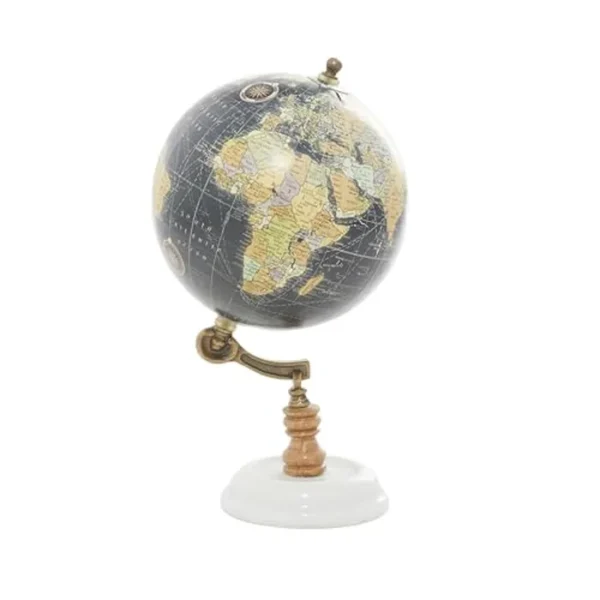 Deco 79 Globo de mármol con base de mármol, 7 x 7 x 11 pulgadas, negro
