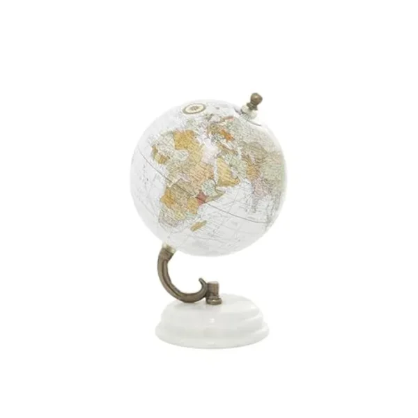 Deco 79 Globo de mármol con base de mármol blanco, 5' x 5' x 8', blanco