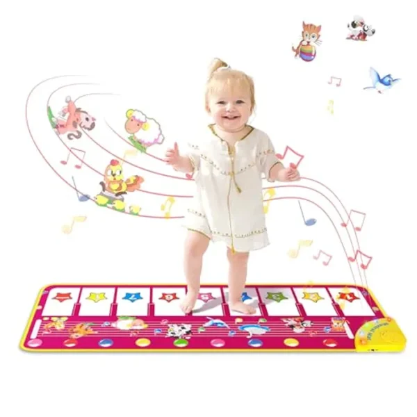 M SANMERSEN Alfombrilla de piano – Teclado musical para piso, tapete de juego de 39.5 pulgadas con música electrónica de animales, divertido juguete de regalo de Navidad para niños de 1, 2, 3 años
