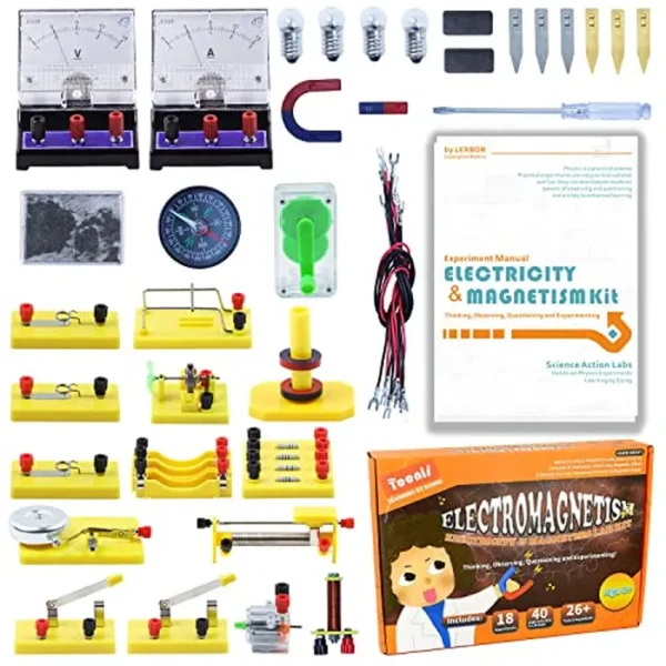 Teenii Kit de electricidad y magnetismo, experimentos, kit de ciencia STEM para niños, circuito de electromagnetismo, juego de aprendizaje de circuito de electromagnetismo, juguetes educativos, regalo