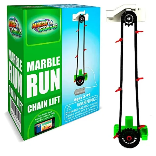 Marble Genius Elevador automático de cadena, juego de accesorios de carrera de canicas para crear emocionantes laberintos, pistas y carreras, diversión y creatividad infinitas, experimenta la emoción