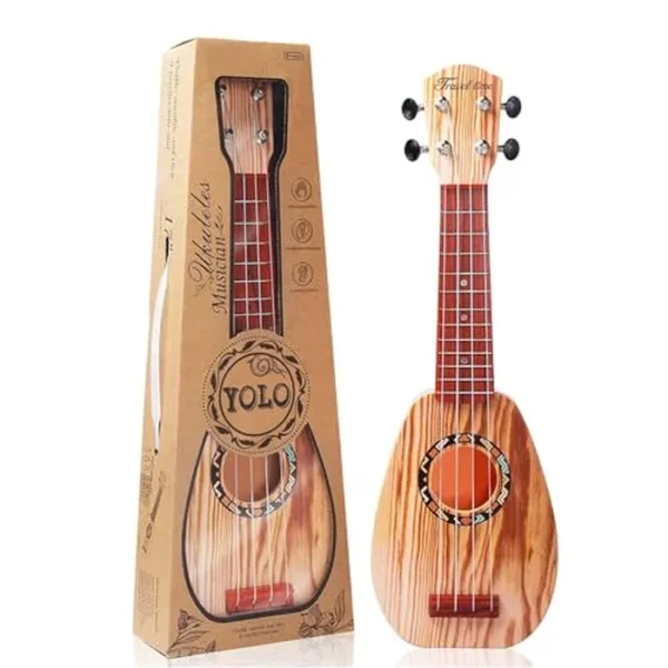YOLOPLUS+ Juguete de guitarra ukelele de 17 pulgadas para niños, 4 cuerdas, mini instrumentos musicales para niños, juguete educativo de aprendizaje para niños pequeños, principiantes, mantener el