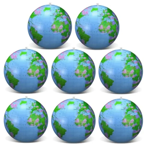 Pangda Paquete de 8 globos inflables de 16 pulgadas para jugar o enseñar, bola de playa inflable de PVC para jugar o enseñar, pelota de playa para niños, bolsas de fiesta de verano para piscina