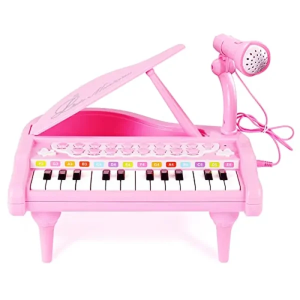 Juguete de teclado de piano para niñas de 1, 2, 3 años, regalo de primer cumpleaños, 24 teclas, piano para niños pequeños, juguete electrónico musical multifuncional