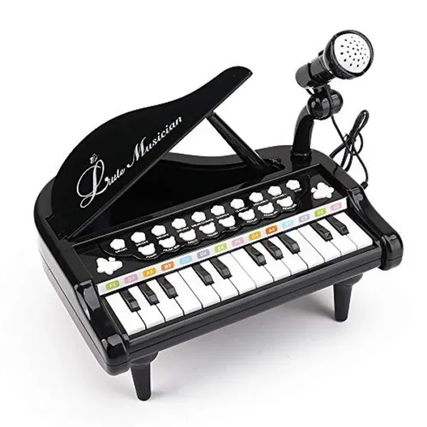 Teclado de juguete de piano para bebés y niños pequeños, juguete de regalo de cumpleaños para niños de 1, 2, 3, 4 años, piano de juguete de 24 teclas, negro