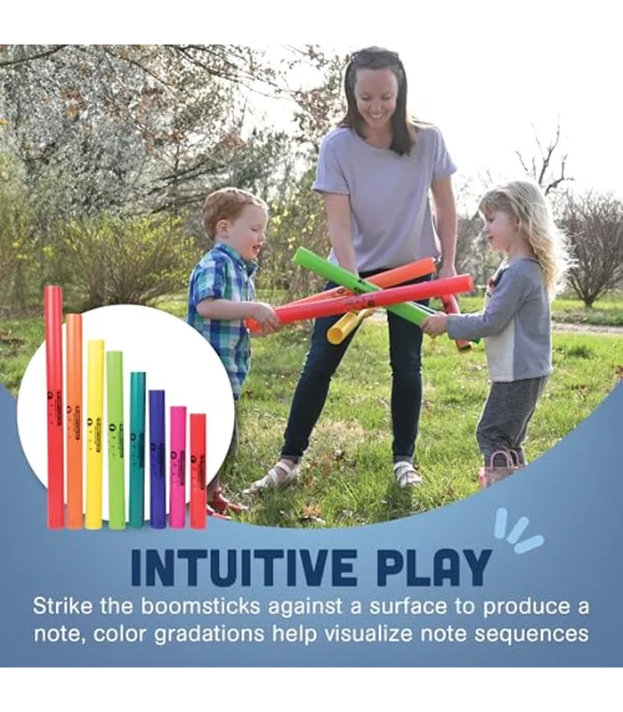 B07PS627LW04 Constructive Playthings Boomwhackers - Tubos de música, tubo de sonido musical a escala C a C, instrumentos de aula para niños, juego diatónico de 8