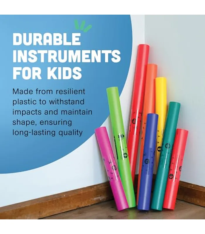 B07PS627LW05 Constructive Playthings Boomwhackers - Tubos de música, tubo de sonido musical a escala C a C, instrumentos de aula para niños, juego diatónico de 8