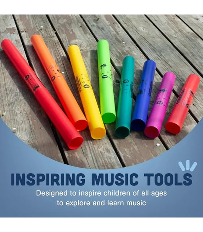 B07PS627LW06 Constructive Playthings Boomwhackers - Tubos de música, tubo de sonido musical a escala C a C, instrumentos de aula para niños, juego diatónico de 8